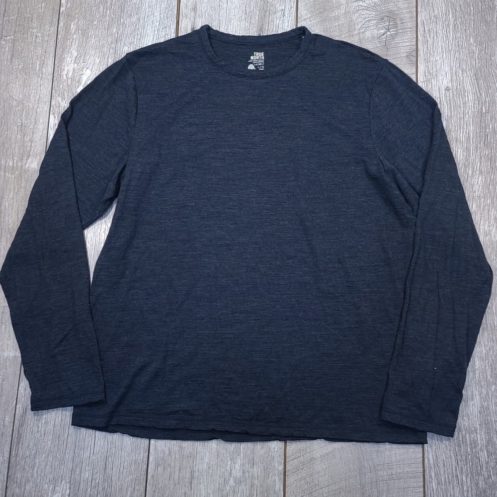 True North Long Sleeve T-Shirt Mens L Navy Blue 100% Merino Wool Base Layer